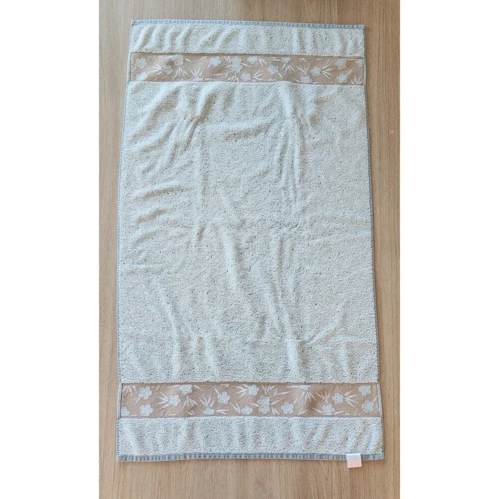 VTG Springmaid Bath Towels Set of 3 Sage Light Green Floral Border 100% Cotton